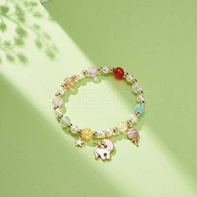Colorful Alloy Enamel Cute Charms Bracelet BJEW-JB08661-04-1