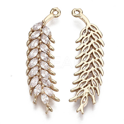 Autumn Theme Brass Micro Pave Cubic Zirconia Pendants X-KK-R111-068-1