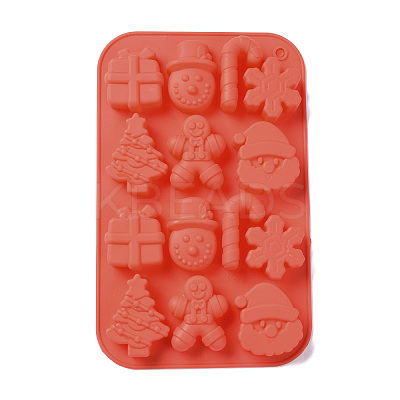 Christmas Theme Candy Cane/Snowman/Snowflake Cake Decoration Food Grade Silicone Molds DIY-E067-05-1