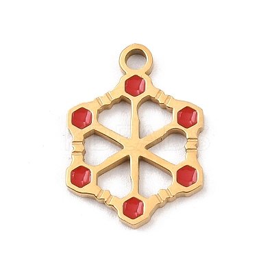 Christmas 304 Stainless Steel Enamel Pendants STAS-B116-03F-G-1