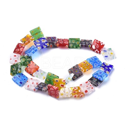 Square Handmade Millefiori Glass Beads Strands LK-R004-13-1