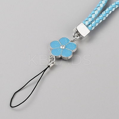 PU Leather Lanyard Wrist Strap Phone Flower Charms Straps DIY-WH0430-088A-1