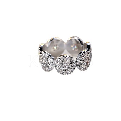 Brass Micro Pave Clear Cubic Zirconia Finger Rings WG1FDEB-01-1