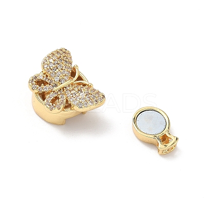 Brass Micro Pave Clear Cubic Zirconia Magnetic Clasps KK-Z139-01G-01-1