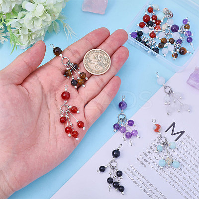 12Pcs 6 Style Natural & Synthetic Gemstone Pendants PALLOY-CA00029-1