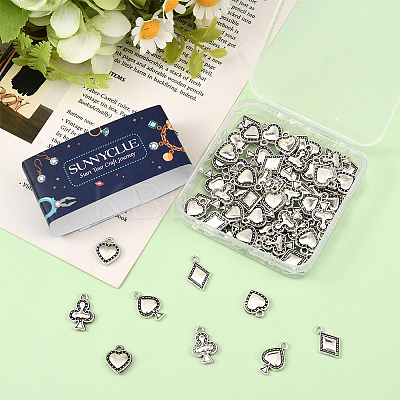 72Pcs 4 Styles Tibetan Style Alloy Pendants FIND-SC0019-40AS-1
