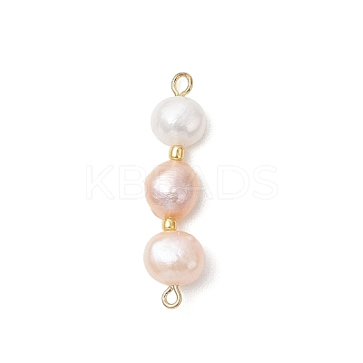 Three-Color Natural Pearl Potato Beaded Connector Charms PALLOY-JF04901-1