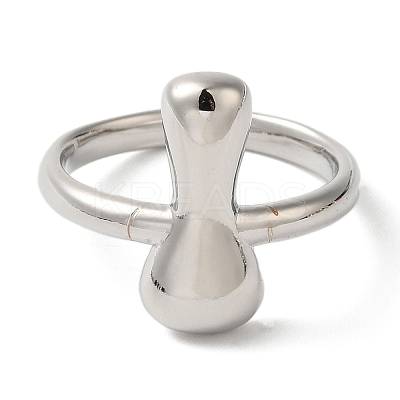 Initials Brass Open Cuff Ring for Women RJEW-N046-02I-P-1