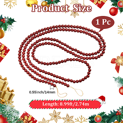 Wood Round Beads Pendant Decorations for Christmas Decorations HJEW-WH20003-49B-1