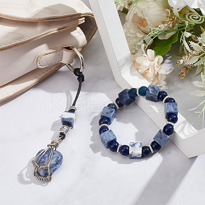 12Pcs Natural Sodalite European Beads G-NB0005-88F-1