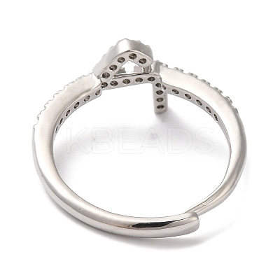 Rack Plating Brass Cubic Zirconia Arabic Letters Adjustable Rings for Women RJEW-S407-10P-04-1