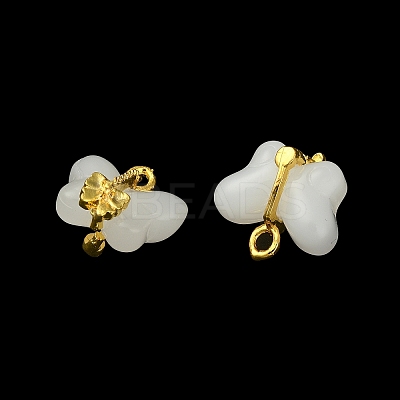 Light Gold Tone Alloy with Glass Charms PALLOY-Q457-01G-01-1