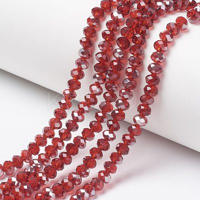 Electroplate Transparent Glass Beads Strands EGLA-A034-T6mm-E18-1