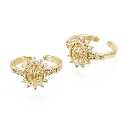 Brass Micro Pave Clear Cubic Zirconia Cuff Rings RJEW-S044-127-NF-1