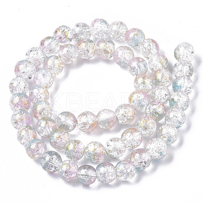 Transparent Spray Painted Crackle Glass Bead Strands GLAA-N035-03C-A07-1