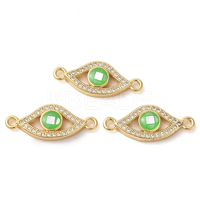 Rack Plating Brass Micro Pave Clear Cubic Zirconia Eye Connector Charms KK-K385-092G-1