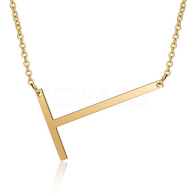 201 Stainless Steel Initial Pendants Necklaces NJEW-S069-JN004D-T-1