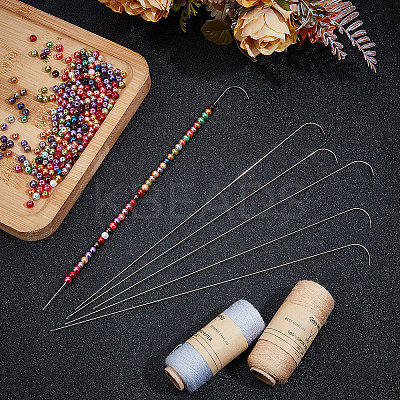 6Pcs Iron Bent Head Beading Needles for Bead Spinner TOOL-BBC0001-12-1
