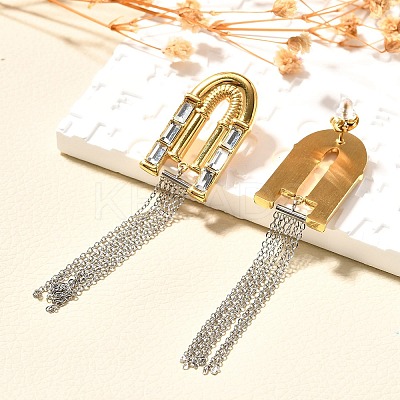 304 Stainless Steel Two Tone Dangle Stud Earrings EJEW-F355-01GP-1