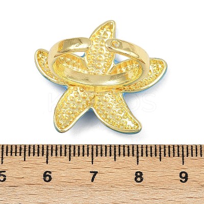 Brass Enamel Adjustable Cuff Rings for Women RJEW-G357-01P-1