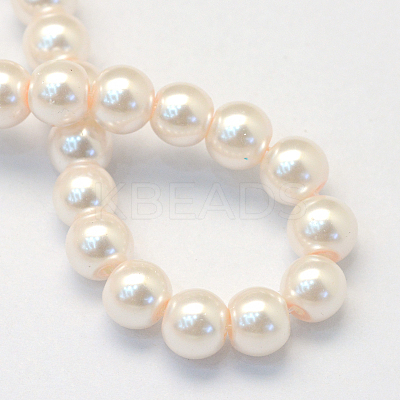 Baking Paint Pearlized Glass Pearl Round Bead Strands X-HY-Q330-8mm-41-1