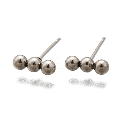 Tarnish Resistant 201 Stainless Steel Beaded Horizontal Bar Stud Earrings with 316 Stainless Steel Pin for Women LS-X-STAS-K238-01P-1