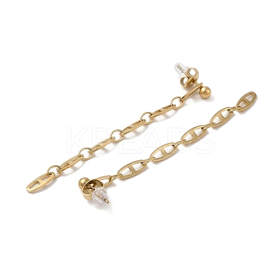 304 Stainless Steel Dangle Stud Earrings for Women EJEW-Q781-25G-1