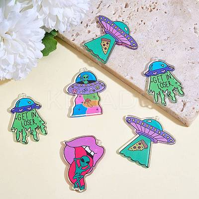 16Pcs 4 Style Alien Theme Colorful Acrylic Pendants FIND-SZ0002-97-1