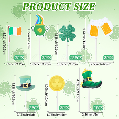 Saint Patrick's Day Clover Paper Cake Toppers AJEW-WH20022-29A-1