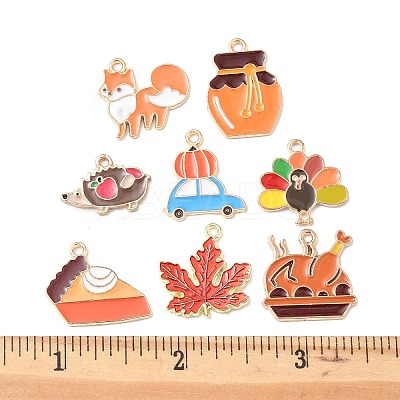 16Pcs 8 Styles Thanksgiving Day Alloy Enamel Pendants ENAM-FP0001-69-1