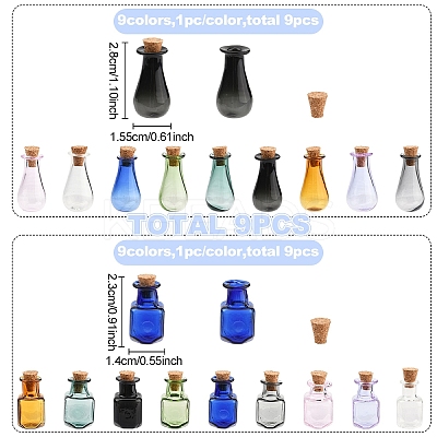 18Pcs 18 Styles Glass Cork Bottles Ornament AJEW-YW0001-52-1