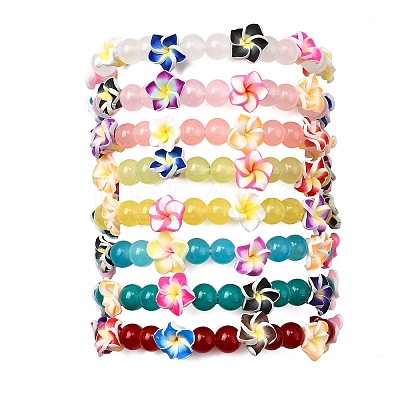 Baking Paint Imitation Jade Glass Round Beaded Stretch Bracelets BJEW-JB12060-1