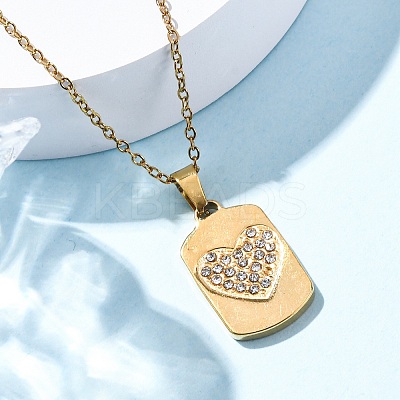 201 Stainless Steel Crystal Rhinestone Pendant Necklaces for Women NJEW-F335-01G-02-1