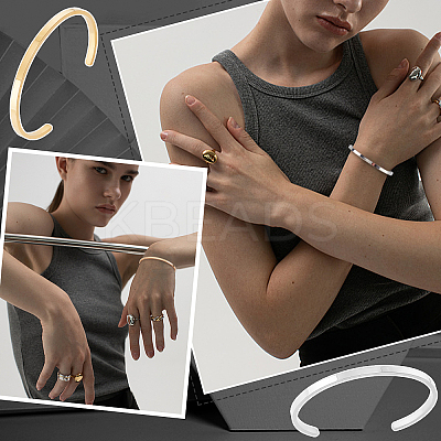 2Pcs 2 Colors 304 Stainless Steel Cuff Bangles BJEW-UN0001-26-1