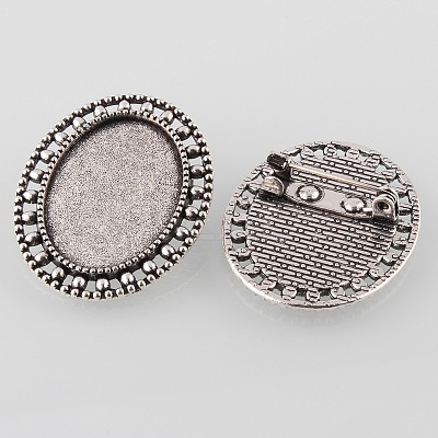 Vintage Alloy Brooch Cabochon Bezel Settings X-PALLOY-O038-33AS-1