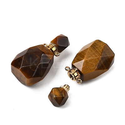 Natural Tiger Eye Perfume Bottle Pendants G-B149-02G-07-1
