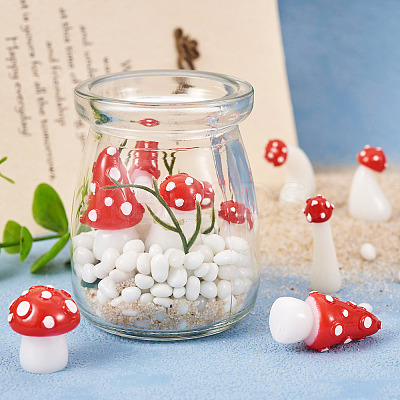 32Pcs 8 Style Luminous Mushroom Resin Display Ornaments DJEW-TA0001-02-1