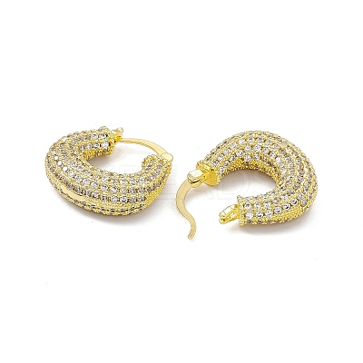 Clear Cubic Zirconia Horseshoe Hoop Earrings EJEW-I277-04G-1