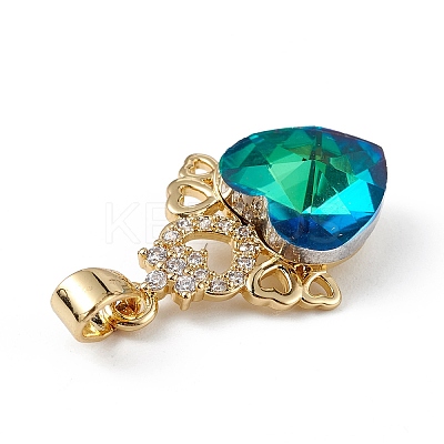 Real 18K Gold Plated Rack Plating Brass Micro Pave Clear Cubic Zirconia Pendants KK-C015-30G-15-1