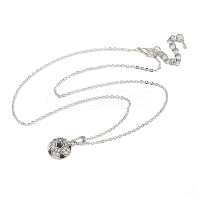 Zinc Alloy Crystal Rhinestone Sport Ball Pendant Cable Chain Necklaces NJEW-U024-01P-05-1