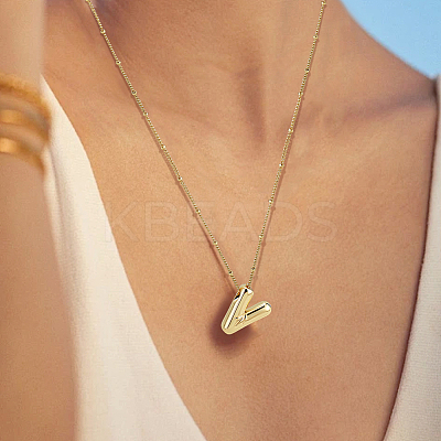1pc Brass Chain with Alloy Letter Pendants Necklaces NJEW-LP0001-41V-G-1