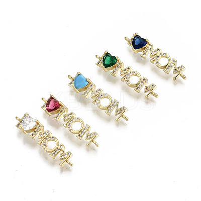 Real 16K Gold Plated Brass Micro Pave Cubic Zirconia Links Connectors KK-S061-92-G-NR-1