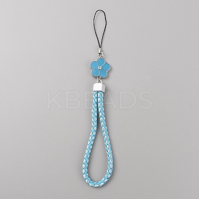 PU Leather Lanyard Wrist Strap Phone Flower Charms Straps DIY-WH0430-088A-1