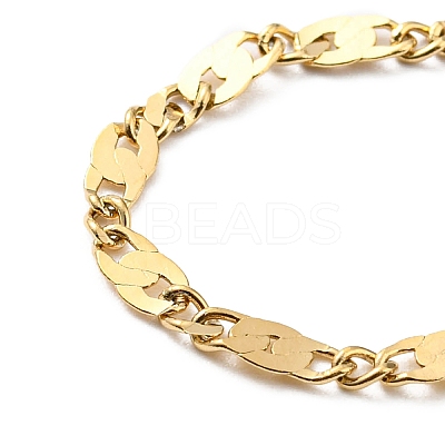 304 Stainless Steel Dapped Chain Necklace for Women NJEW-A008-06G-1