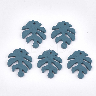 Painted Poplar Wood Pendants WOOD-T021-11J-1