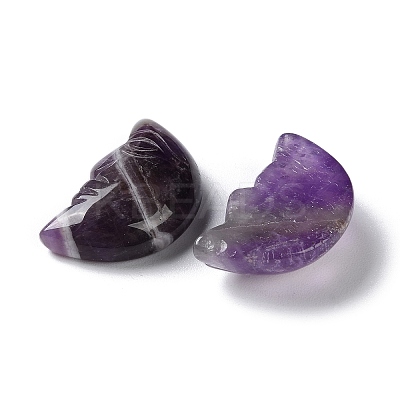 Natural Amethyst Carved Healing Moon with Human Face Figurines G-B062-06B-1