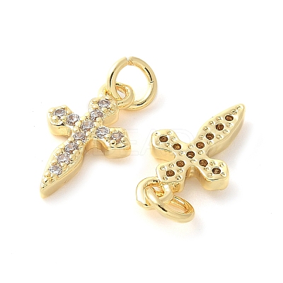 Brass Micro Pave Cubic Zirconia Charms KK-U056-26G-1