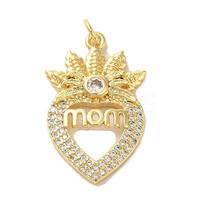 Mother's Day Brass Micro Pave Clear Cubic Zirconia Pendants FIND-Z041-20K-1