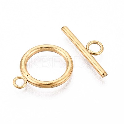 Ion Plating(IP) 304 Stainless Steel Ring Toggle Clasps X1-STAS-A092-09H-G-1