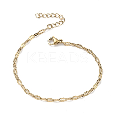 304 Stainless Steel Dapped Chains Bracelets for Women BJEW-D466-08C-G-1
